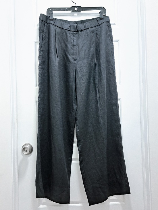 Washed Organic Linen Délavé Wide Trouser Pant Size Large - Picture 2 of 9